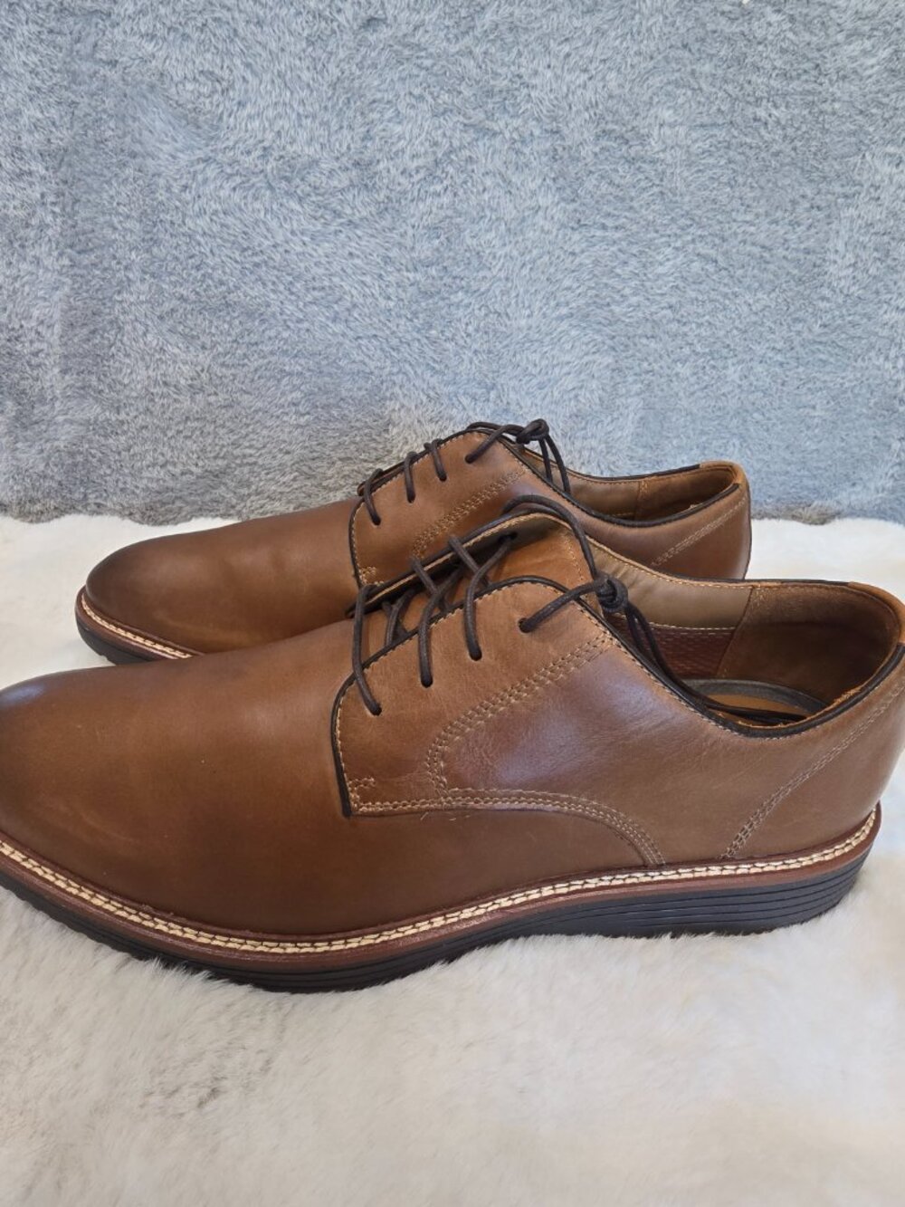 Johnston & Murphy Upton Plain Toe Oxford Tan Oiled Full Grain Men's Size 16 NEW